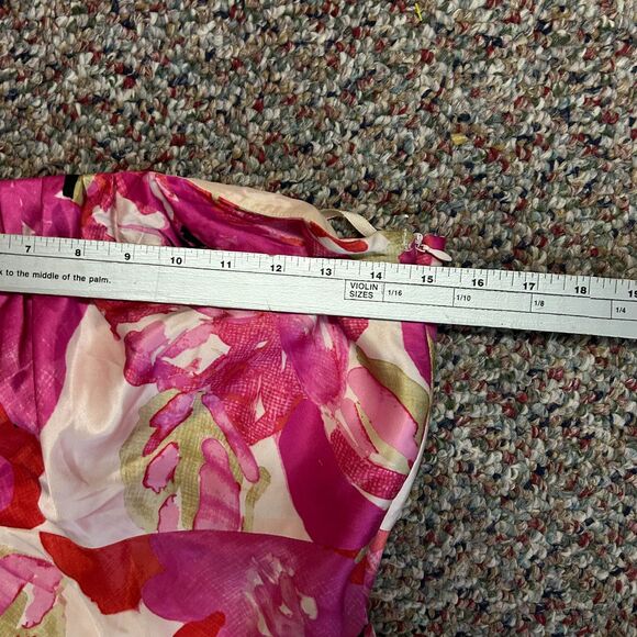 Banana Republic Pink Tropical Floral 100% Silk Strapless A-Line Midi Dress Sz 4 - Picture 8 of 11